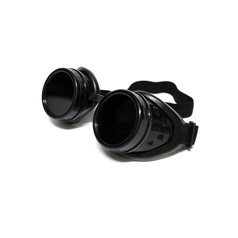 GloFX Steampunk Goggles Tinted - Rave EDM Festival Accessories - Gothic Cosplay Welder Goggles - Black Goggles with Dark Tint Lenses - Image 2